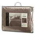 Narzuta z tkaniny imitującej len brązowa 170x210 cm na łóżko pikowana metodą hot press LENA 4 EUROFIRANY PREMIUM