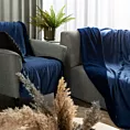 Narzuta, koc  na fotel 70x160 cm granatowa z miękkiego polaru ze strukturą baranka TEDY EUROFIRANY PREMIUM
