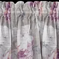 Zasłona srebrna w różowe kwiaty z etaminy 140x300 cm taśma SHERRY Eurofirany