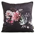 Poszewka na poduszkę 45x45 cm welwetowa, dwustronna z motywem kwiatów z wypustką na brzegach czarno, bordowa VELEVT 137 EUROFIRANY PREMIUM