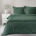 Pościel 220x200 cm satyna bawełniana kolor ciemnozielony w drobne prążki VERA Eurofirany