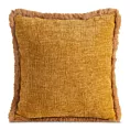 Poszewka na poduszkę 45x45 cm miodowa szenilowa zdobiona futerkiem na brzegach poszewki BLANCA 04 Eurofirany