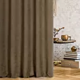 Zasłona szyta na taśmie fala ADESSA ciemnobrązowa z miękkiej tkaniny o welurowej strukturze