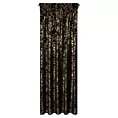 Zasłona czarna zdobiona błyszczącym nadrukiem liści, welwetowa 140x270 cm taśma FELIS  Eurofirany