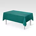Obrus szyty ciemnozielony z miękkiej półmatowej tkaniny welwetowej