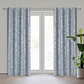 Zasłona jasnoniebieska z błyszczącym srebrzystym nadrukiem w stylu eko 140x250 cm przelotka SOLANA  Eurofirany