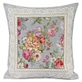 Poszewka na poduszkę 45x45 cm gobelinowa zdobiona tkanym motywem kwiatowym popielato, różowa GOB Eurofirany