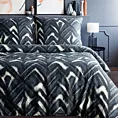 Pościel 160x200 cm z satyny bawełnianej kolor ciemnogranatowy, szarobeżowy z motywem geometrycznym SPRING 61 Eurofirany