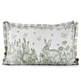 Poszewka na poduszkę 30x50 cm o strukturze lnu zdobiona nadrukiem zajączka kremowo, zielona WIOSNA 60 Eurofirany