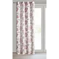Zasłona naturala, różowa z tkaniny półprzeźroczysta zdobiona nadrukiem kwiatów 140 x 250 cm Przelotka - DAVENA Eurofirany