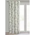 Zasłona naturalno, oliwkowa zdobiona nadrukiem kwiatów z etaminy 140x250 cm przelotka PATI Eurofirany