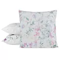 Poszewka na poduszkę 45x45 cm welwetowa zdobiona nadrukiem letnich kwiatów biało, zielona MINK Eurofirany
