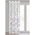 Zasłona biało, różowa z nadrukiem kwiatów z etaminy 140x250 cm przelotka ANTEA Eurofirany