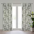 Zasłona biało, beżowa z motywem liści monstery, zaciemniająca 140x250 cm przelotka ZORA  Eurofirany