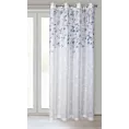 Zasłona biało, granatowa z wzorem kwitnących gałązek z delikatnej etaminy 140x250 cm przelotka ANA Eurofirany