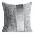 Poszewka na poduszkę 45x45 cm stalowa szenilowa zdobiona pionowym pasem z welwetu CARLA 03 Eurofirany