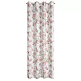 Zasłona biało, różowa zdobiona nadrukiem kwiatów 140x250 cm przelotka AVANI Eurofirany