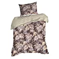 Pościel 140x200 cm z mikrofibry kolor ciemnobrązowy, beżowy z nadrukiem egzotycznych liści RODOS Design 91 Eurofirany