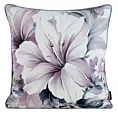 Poszewka na poduszkę 45x45 cm welwetowa dwustronna z motywem kwiatów z wypustką na brzegach kremowo, fioletowa VELVET 122 EUROFIRANY PREMIUM