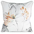 Poszewka na poduszkę dwustronna 60x60 cm welwetowa z motywem roślinnym z wypustką na brzegach biało, pomarańczowa AMELIA EUROFIRANY PREMIUM