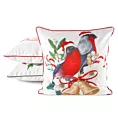 Poszewka na poduszkę świąteczna 45x45 cm biało, czerwona zdobiona uroczym nadrukiem ptaszków i elegancką wypustką Eurofirany
