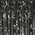 Zasłona czarno, szampańska z błyszczącym nadrukiem kwiatu jabłoni, welwetowa 140x270 cm taśma SELENA Eurofirany