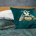 Poszewka na poduszkę 45x45 cm welwetowa z nadrukiem złocistej pszczoły niebieska BLINK 41 Eurofirany