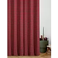 Zasłona szyta na taśmie fala czerwona z etaminy o geometrycznym wzorze w kratę, z dodatkiem bawełny