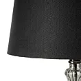 Lampa stołowa do salonu czarno, srebrna REMI z kryształową podstawą i matowym abażurem Eurofirany