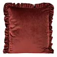 Poszewka na poduszkę 45x45 cm welwetowa zdobiona na brzegach falbanami bordowa VELVET 25 EUROFIRANY PREMIUM