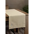 Bieżnik na stół złoty 40x180 cm o płóciennym splocie BIANCA 1 z dodatkiem błyszczącej nici wykończony podwójną listwą na brzegach