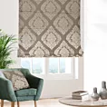 Roleta rzymska beżowa miękka z dodatkiem bawełny z wzorem ornamentowym