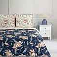 Pościel 220x200 cm bawełniana kolor granatowy, jasnobeżowy z wzorem kwiatowym NIKA 49 Eurofirany