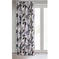 Zasłona biało, fioletowa z motywem liści 140x270 cm taśma/ szelki LILIA Eurofirany
