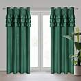 Zasłona ciemnozielona zdobiona falbanami z welwetu 140x250 cm przelotka SAMI Eurofirany