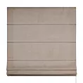Roleta rzymska ciemnobeżowa z miękkiej tkaniny o welurowej strukturze i wyraźnym splocie