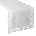 Bieżnik na stół 40x140 cm biały zdobiony koronką - NATALY - Eurofirany