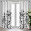 Zasłona biało, czarna z nadrukiem botanicznym, zaciemniająca 140x250 cm przelotka NERINA Eurofirany