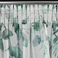 Dekoracja okienna biało, zielona zdobiona subtelnymi listeczkami 350x250 cm taśma BETSY Eurofirany