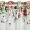 Zasłona biało, ciemnoróżowa ze wzorem letnich kwiatów 140x250 cm przelotka RISA Eurofirany