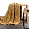 Narzuta na fotel-koc flano 70x160 cm miodowa zdobiona wytłaczanym wzorem CARO DESIGN 91 Eurofirany