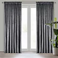 Zasłona grafitowa z matowego welwetu 140x270 cm taśma MELANIE Eurofirany