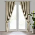 Zasłona jasnobeżowa z tkaniny welwetowej, troczek w zestwie 140x270 cm przelotka ANTARA Eurofirany