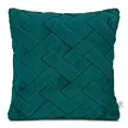 Poszewka na poduszkę 45x45 cm z miękkiego pluszu zdobiona wypukłym wzorem ciemnozielona CARO DESIGN 94 Eurofirany