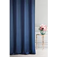 Zasłona szyta na tunelu ALINE granatowa z tkaniny o naturalnym splocie z efektem melanżu
