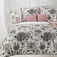Pościel 220x200 cm bawełniana kolor biały, stalowy w romantycznym stylu z kwiatowym wzorem SPRING 9 Eurofirany