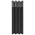 Zasłona czarno, srebrna z ozdobnym pasem z tkaniny welwetowej 140x250 cm przelotka ARIANA Eurofirany