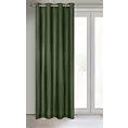 Zasłona ciemnozielona o lnianym splocie w stylu eko 140x250 cm przelotka STYLE Eurofirany