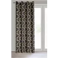 Zasłona czarno, beżowa z wzorem pionowych fal, z welwetu 140x250 cm przelotka POLA Eurofirany