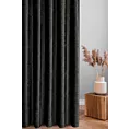 Zasłona szyta na taśmie fala czarna z miękkiej tkaniny welwetowej z efektem kreszowania, wykończona obciążnikiem